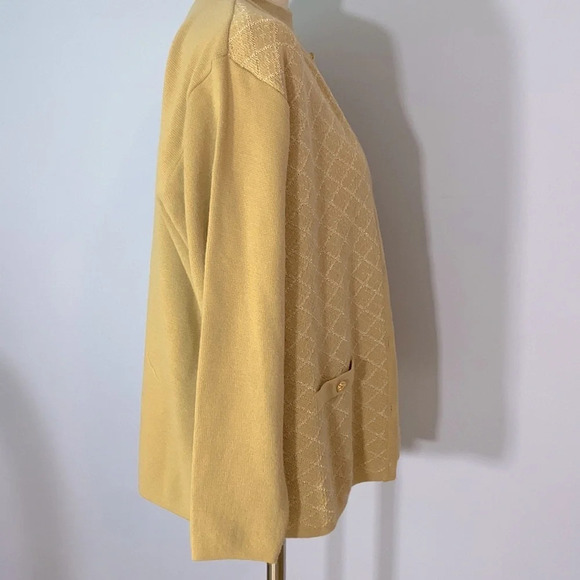Adolfo collectibles tan gold silver cardigan turtleneck sweater set size m wool - Picture 3 of 8
